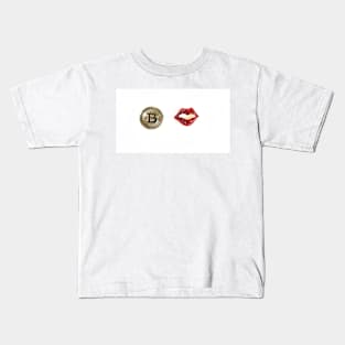 Bitcoin and kiss, love, lips Kids T-Shirt